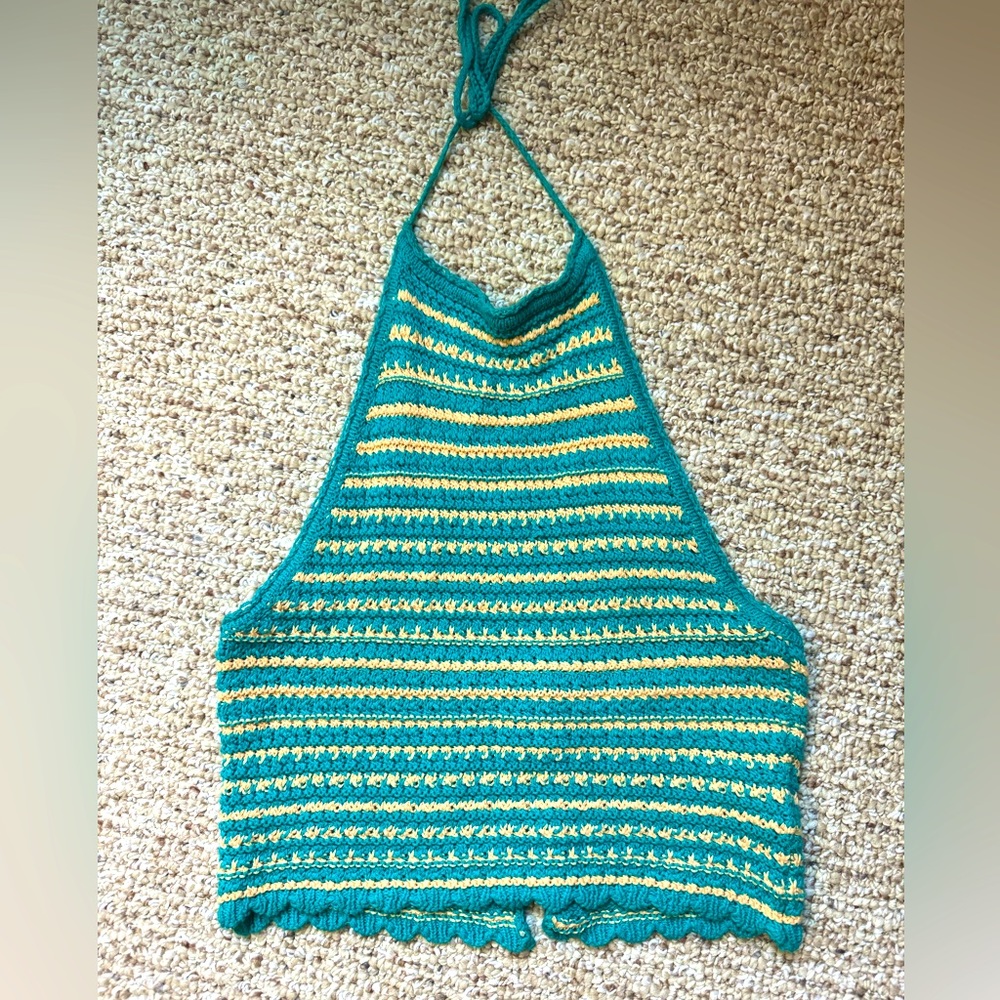 Turquoise and Yellow Crochet Halter Top from Urban Outfitters